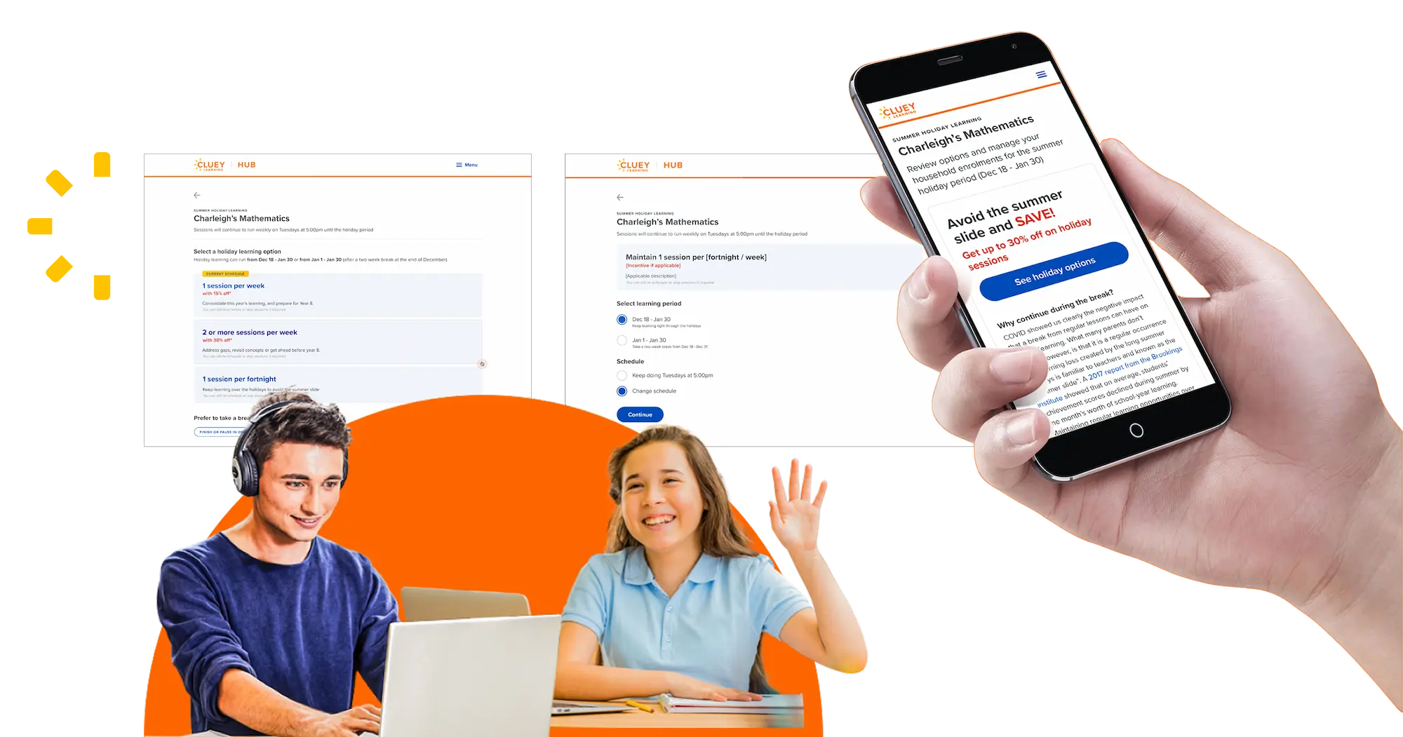 Cluey Learning summer initiative mobile screen example
