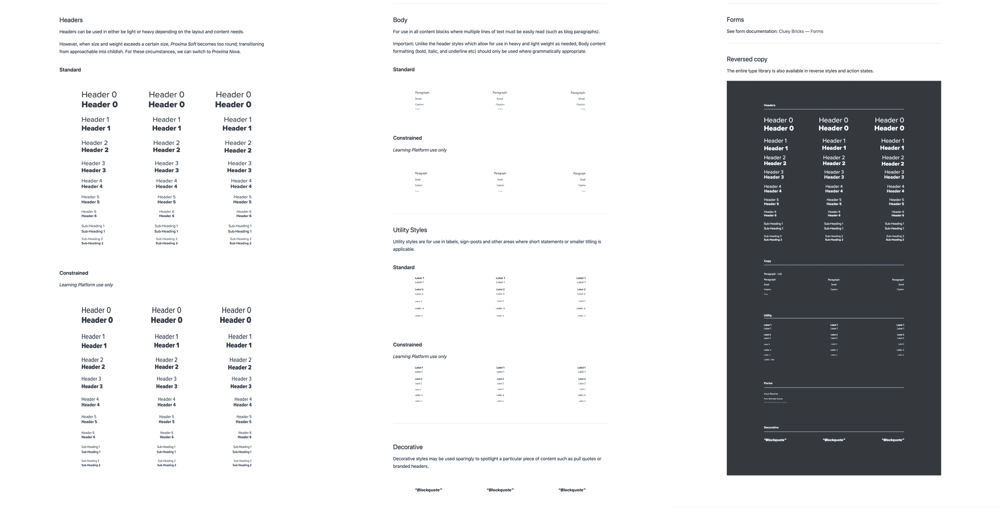 Cluey Bricks typography documentation