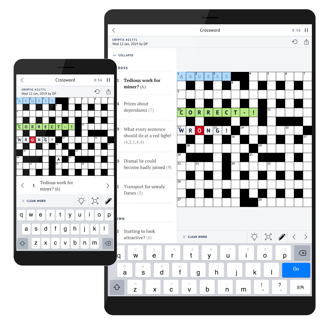 Puzzles crossword gameplay