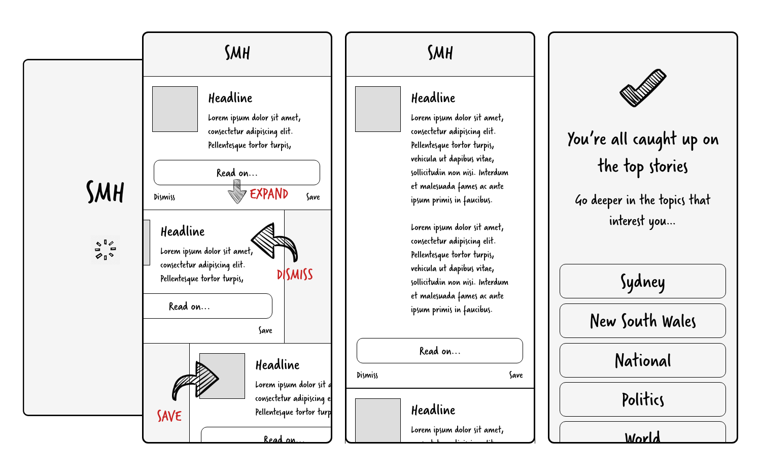 Headstart app sketches