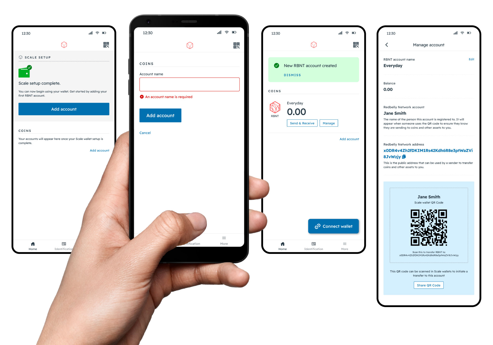 Scale account management screens.